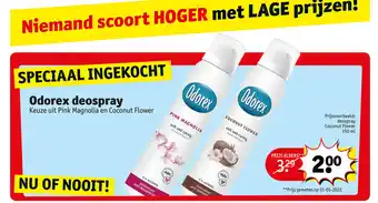 Kruidvat Odorex Deospray Pink Magnolia, Coconut Flower 150 ml aanbieding