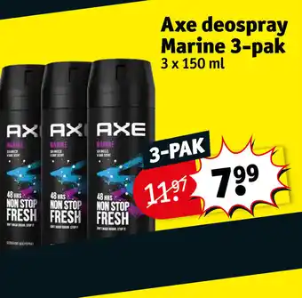 Kruidvat Axe Deospray Marine 3-pak 3 x 150 ml aanbieding