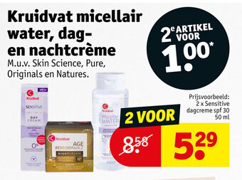 Kruidvat Kruidvat micellair water, dag-en nachtcreme, 2x sensitive dagcreme spf 30 50ML aanbieding