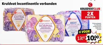 Kruidvat Kruidvat incontinentie verbanden 6x discreet verband extra night plus aanbieding