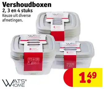 Kruidvat Wats home vershoudboxen 2, 3 en 4 stuks aanbieding