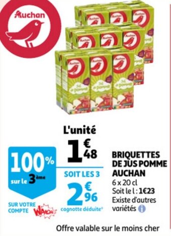 Auchan Briquettes De Jus Pomme Auchan aanbieding