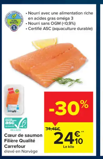 Carrefour Market Cœur de saumon Filière Qualité Carrefour aanbieding