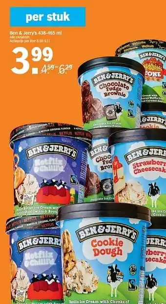 Albert Heijn Ben + jerry`s alle varianten 438-465 ml aanbieding