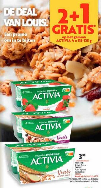 Louis Delhaize Activia vezels danone aanbieding