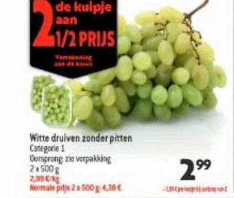 Louis Delhaize Witte druiven zonder pitten aanbieding