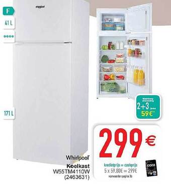 Cora Whirlpool koelkast aanbieding