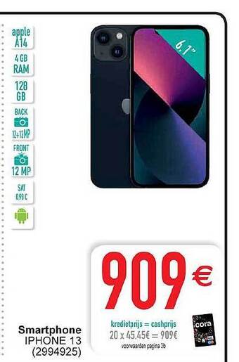Cora Smartphone iphone 13 aanbieding