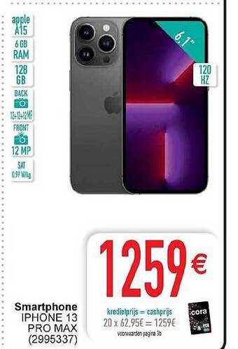 Cora Smartphone iphone 13 pro max aanbieding