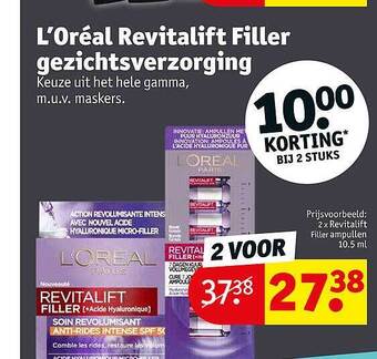 Kruidvat L'oréal revitalift filler gezichtsverzorging aanbieding
