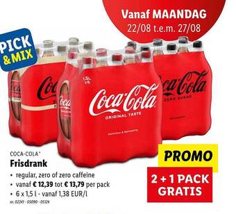Lidl Cocacola frisdrank aanbieding