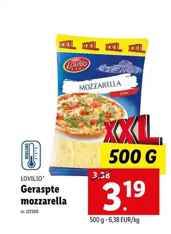 Lidl Lovilio geraspte mozzarella aanbieding
