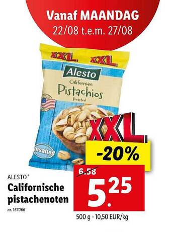 Lidl Californische pistachenoten aanbieding