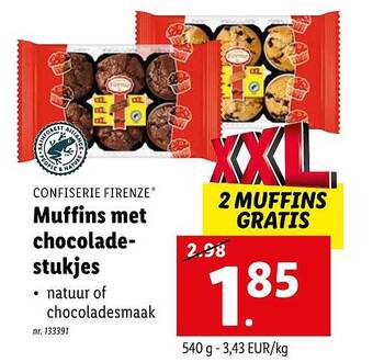 Lidl Muffins met chocoladestukjes aanbieding