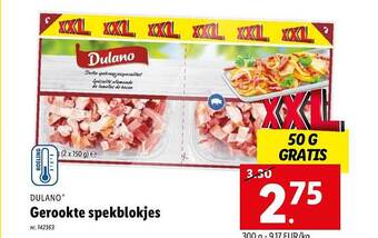 Lidl Dulano gerookte spekblokjes aanbieding