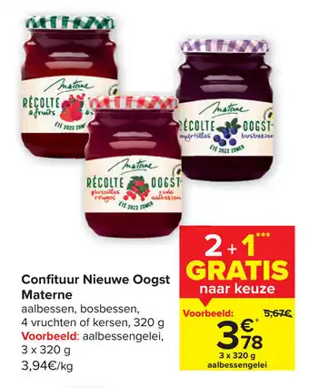 Carrefour Materne Confituur Nieuwe Oogst aanbieding