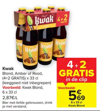 Carrefour Kwak Blond, Amber of Rood x 33cl aanbieding