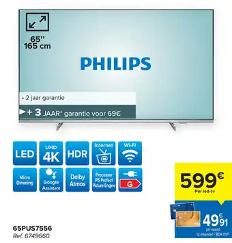 Carrefour Philips 65PUS7556 LED TV aanbieding