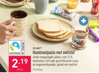 ALDI Hazelnootpasta met zoetstof 200g aanbieding