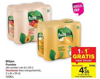 Carrefour Blikjes fuzetea aanbieding