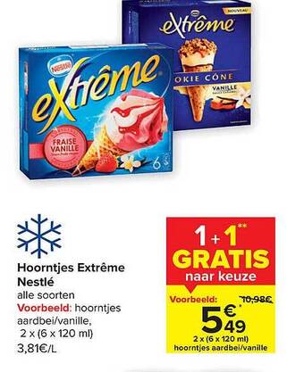 Carrefour Hoorntjes extrême nestlé aanbieding