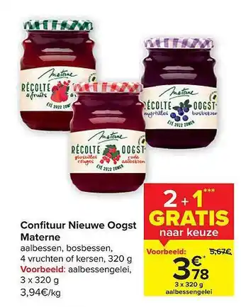 Carrefour Confituur nieuwe oogst materne aanbieding