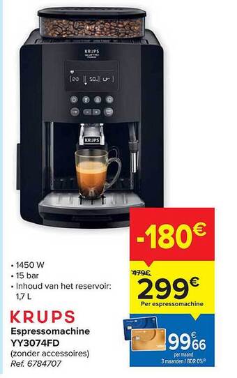 Carrefour Krups espressomachine aanbieding