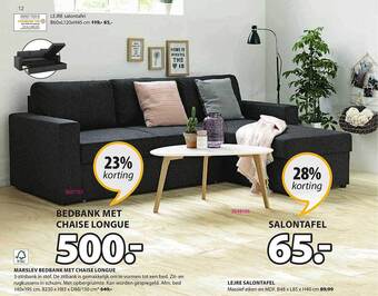 Jysk Bedbank met chaise longue, salontafel aanbieding