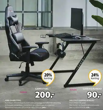 Jysk Gamestoel, gaming bureau aanbieding