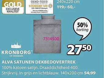 Jysk Alva satijnen dekbedovertrek aanbieding
