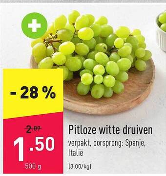 ALDI Pitloze witte druiven aanbieding