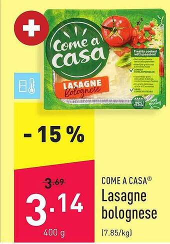 ALDI Come a casa lasagne bolognese aanbieding