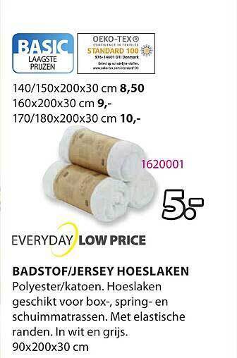 Jysk Badstof-jersey hoeslaken aanbieding