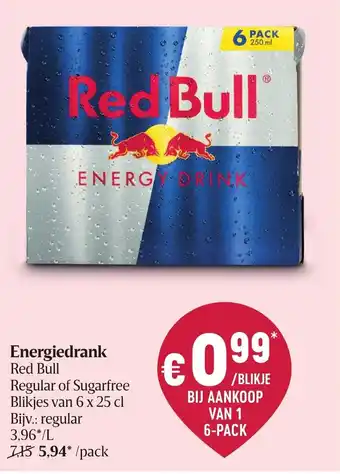 Delhaize Red Bull Energiedrank Regular of Sugarfree aanbieding