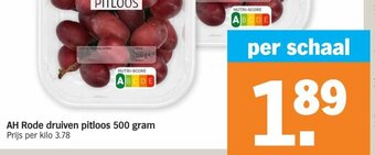Albert Heijn AH Rode Druiven Pitloos 500 Gram aanbieding