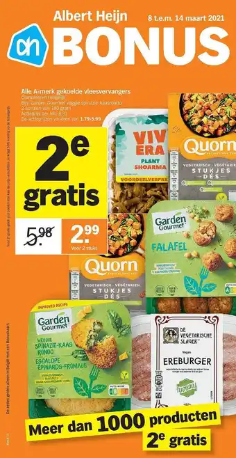 Albert Heijn Alle A-merk Gekoelde Vleesvervangers 180 gram aanbieding