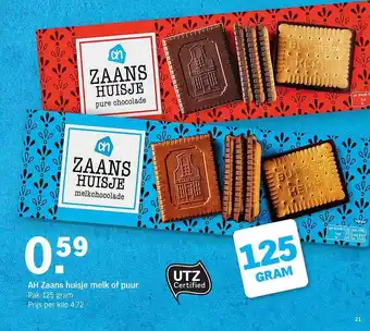 Albert Heijn Ah Zaans Huisje Melk Of Puur 125 gram aanbieding