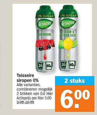 Albert Heijn Teisseire siropen 0% aanbieding