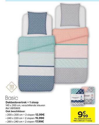 Carrefour Basic dekbedovertrek + 1 sloop aanbieding