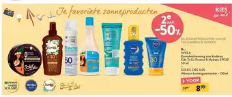 Di Nivea zonnebescherming voor kinderen kids to go protect & hydrate spf 30 50 ml + soleil des iles aftersun bruiningsversterker aanbieding