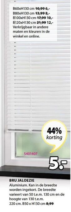 Jysk Bru jaloezie B50 x H130 cm aanbieding
