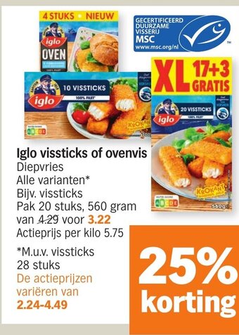 Albert Heijn Iglo Vissticks of Ovenvis aanbieding
