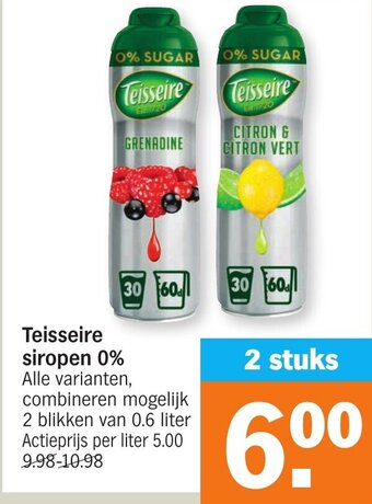 Albert Heijn Teisseire Siropen 0% aanbieding