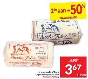 Intermarché La motte de villers ongezouten of gezouten boter aanbieding