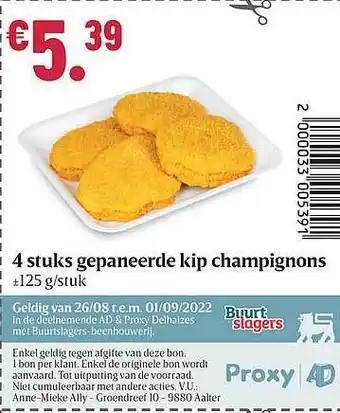 Buurtslagers Gepaneerde kip champignons aanbieding