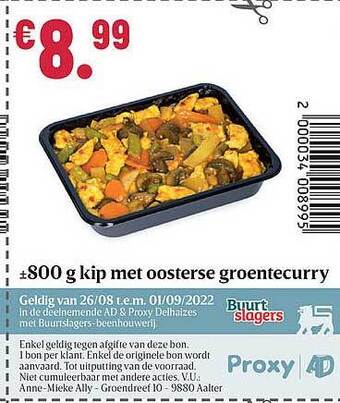 Buurtslagers Kip met oosterse groentecurry aanbieding