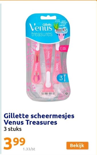 Action Gillette Scheermesjes Venus Treasures 3 stuks aanbieding