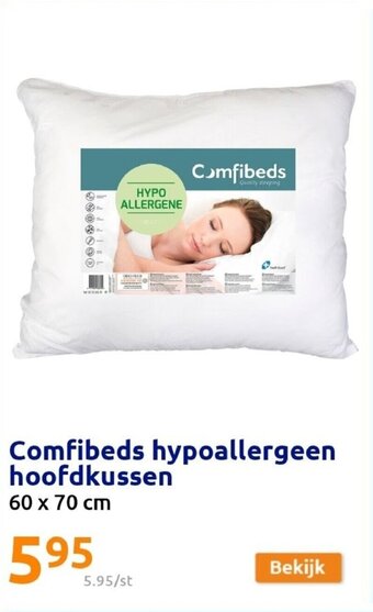 Action Comfibeds hypoallergeen hoofdkussen 60 x 70 cm aanbieding