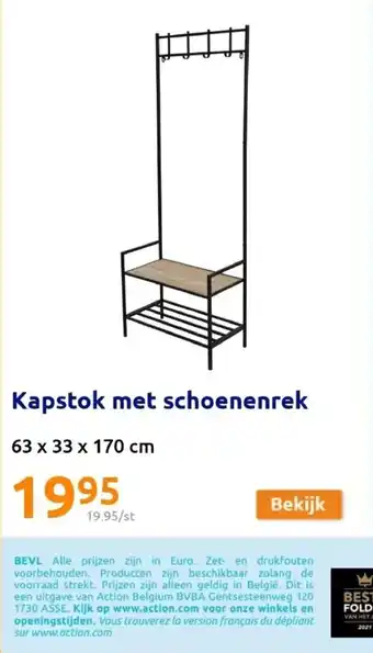 Kapstok met schoenenrek 63 x 33 x 170 cm