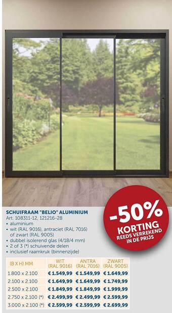 Zelfbouwmarkt Schuifraam belio aluminium aanbieding